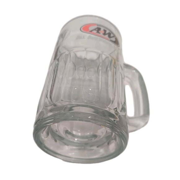 A&W Restaurant Logo Root Beer Mug "All-American Food" Glass 3.25x4.5x6" Dimpled - Picture 2 of 7